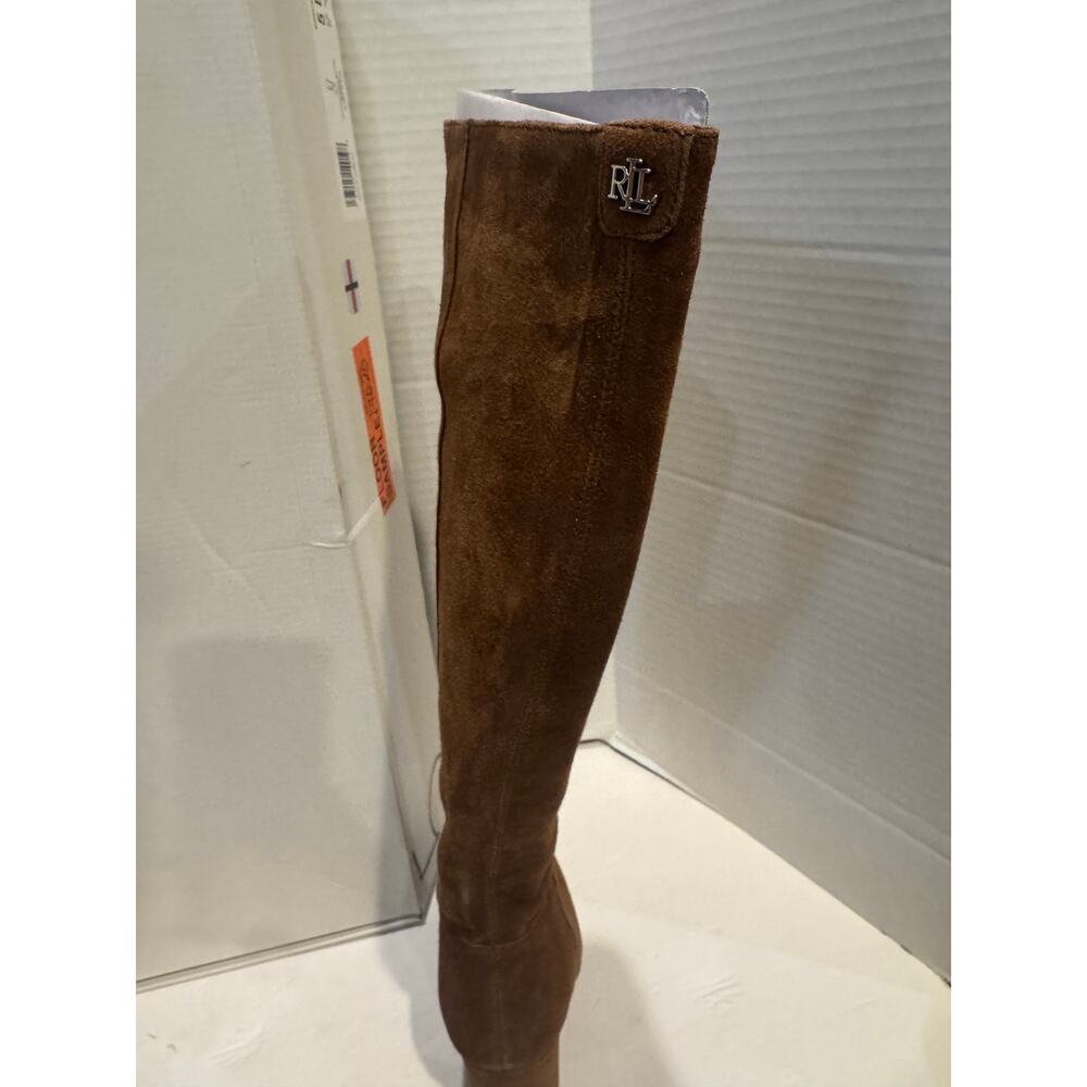 Ralph Lauren women's Artizan Suede tobacco knee-high Tall Boots size 5 - Picture 4 of 6